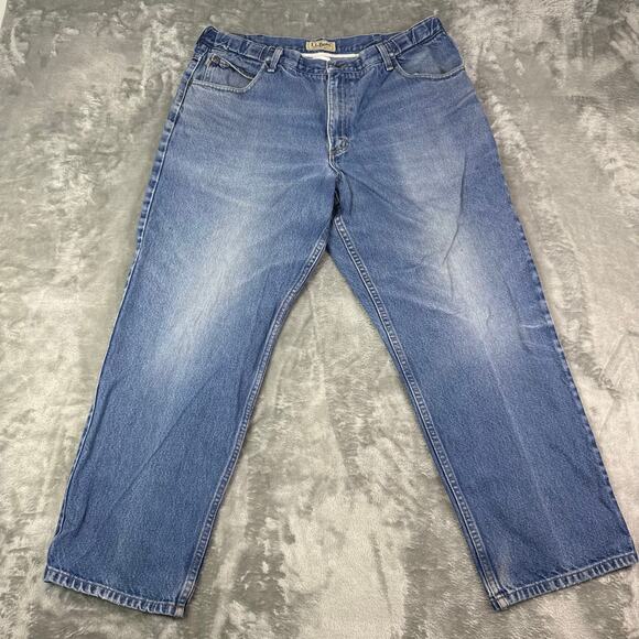 VTG Y2K LL Bean blue denim baggy casual streetwear jeans mens 34x29 - Picture 1 of 7